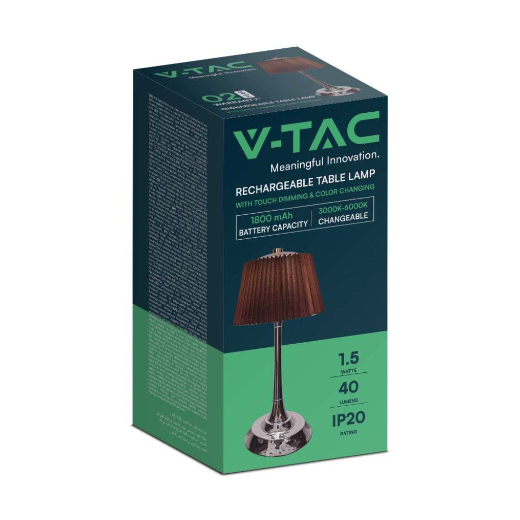 Lampada LED da Tavolo 15W Touch 3in1 con Batteria USB-C Marrone