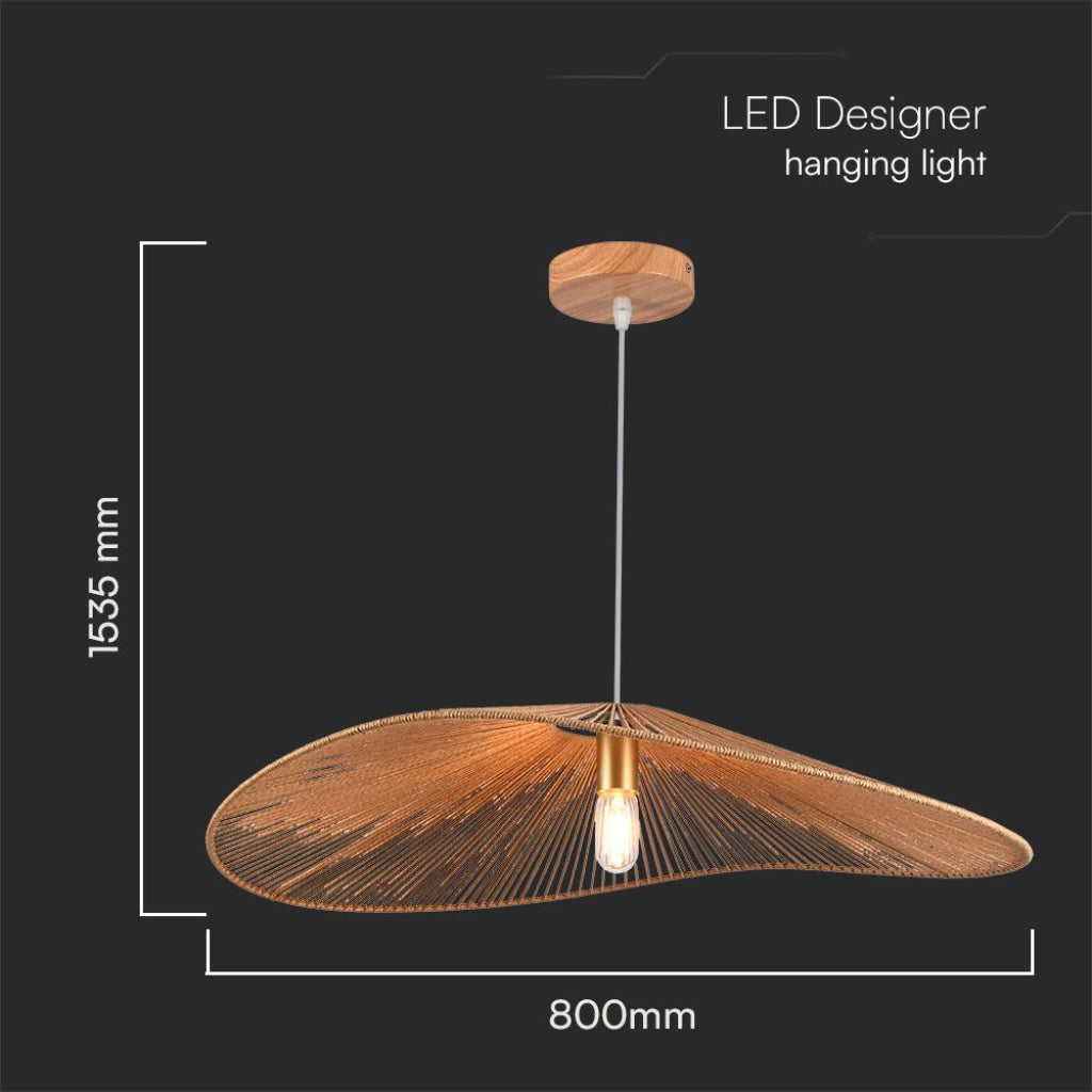 Lampadario sospeso in legno intrecciato E27 Ø800mm design moderno