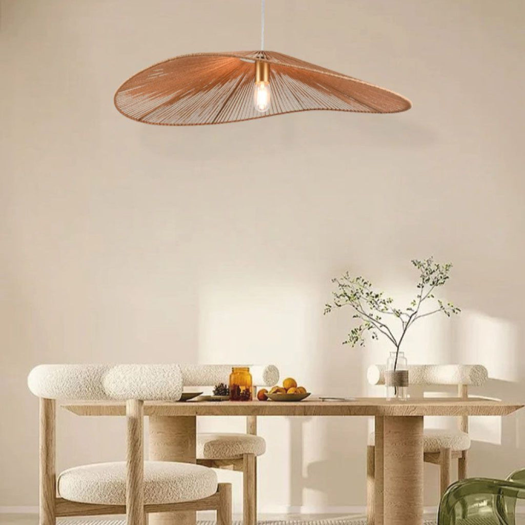Lampadario sospeso in legno intrecciato E27 Ø800mm design moderno