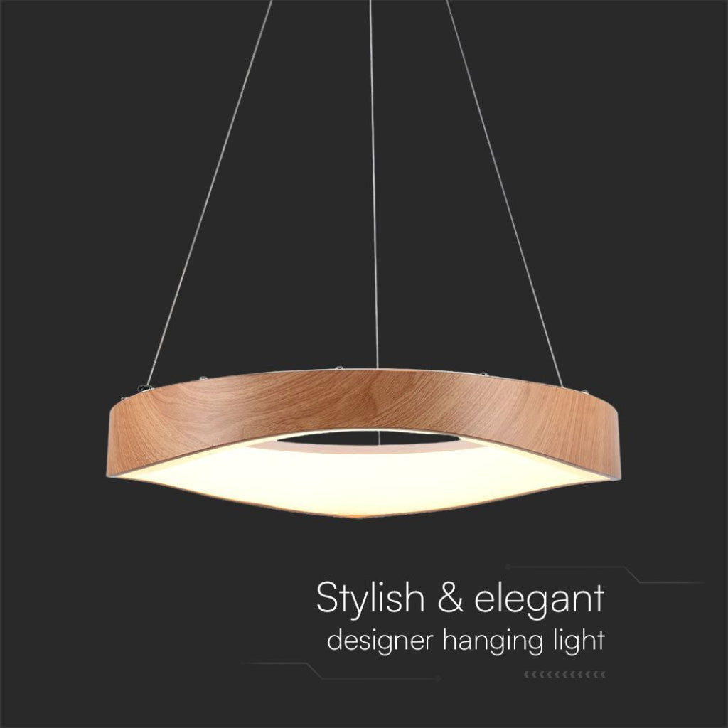Lampadario LED sospeso 25W circolare colore legno 3000K – Ø500mm