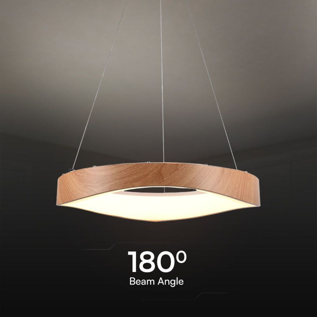 Lampadario LED sospeso 25W circolare colore legno 3000K – Ø500mm