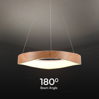 Lampadario LED sospeso 25W circolare colore legno 3000K – Ø500mm