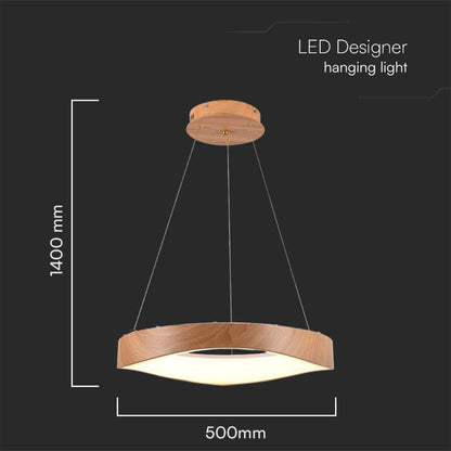 Lampadario LED sospeso 25W circolare colore legno 3000K – Ø500mm