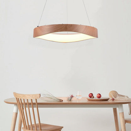 Lampadario LED sospeso 25W circolare colore legno 3000K – Ø500mm