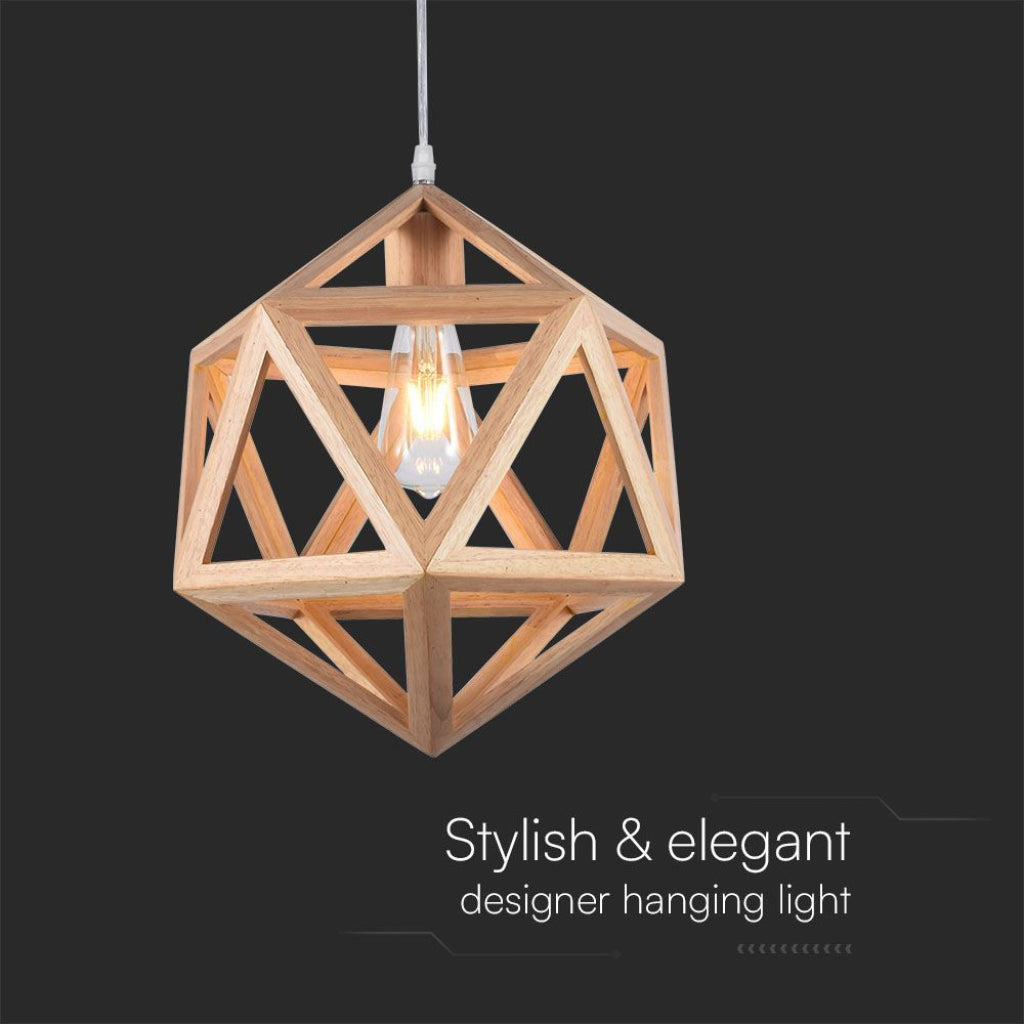 Lampadario sospeso E27 design geometrico legno Ø300mm max 40W