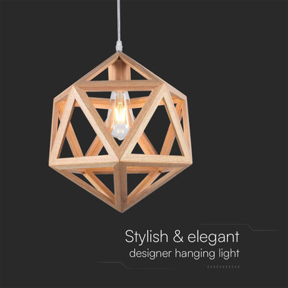 Lampadario sospeso E27 design geometrico legno Ø300mm max 40W