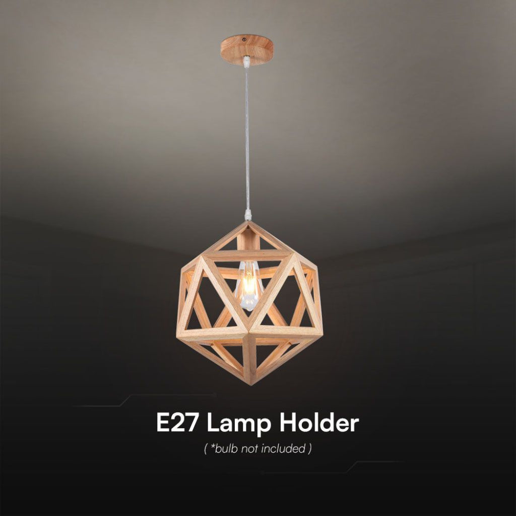 Lampadario sospeso E27 design geometrico legno Ø300mm max 40W