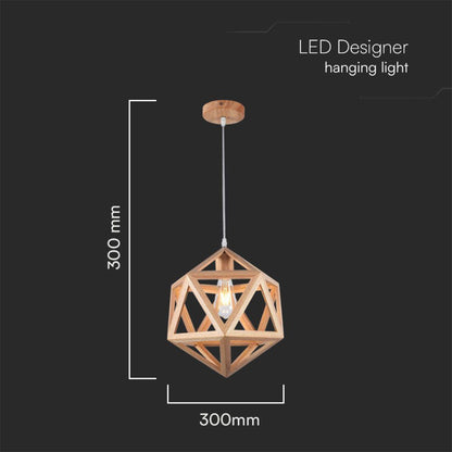 Lampadario sospeso E27 design geometrico legno Ø300mm max 40W