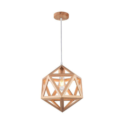 Lampadario sospeso E27 design geometrico legno Ø300mm max 40W