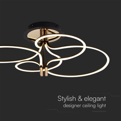 LED Deckenleuchte 36W schwarz und gold modern mit warmweißem Licht 3000K