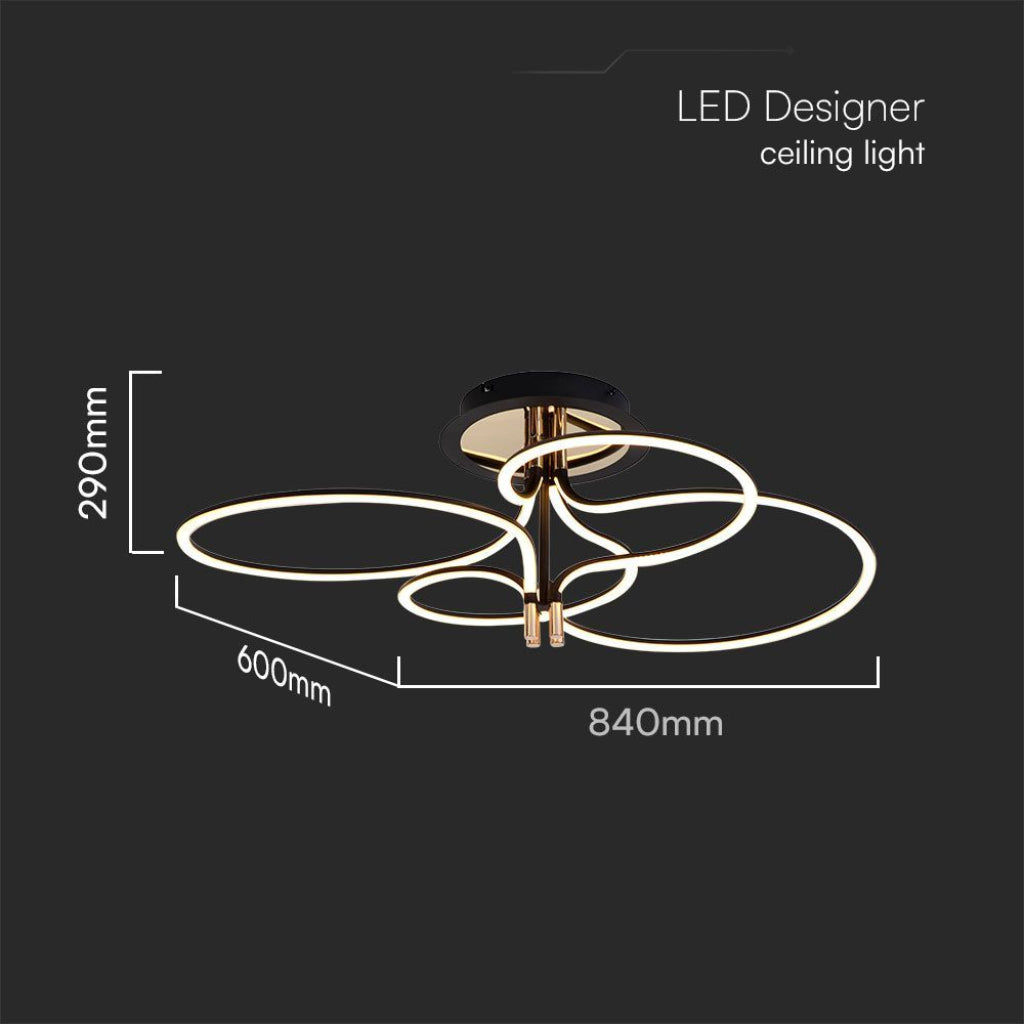 LED Deckenleuchte 36W schwarz und gold modern mit warmweißem Licht 3000K