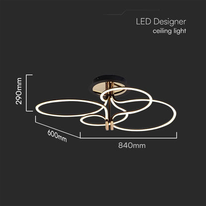 LED Deckenleuchte 36W schwarz und gold modern mit warmweißem Licht 3000K