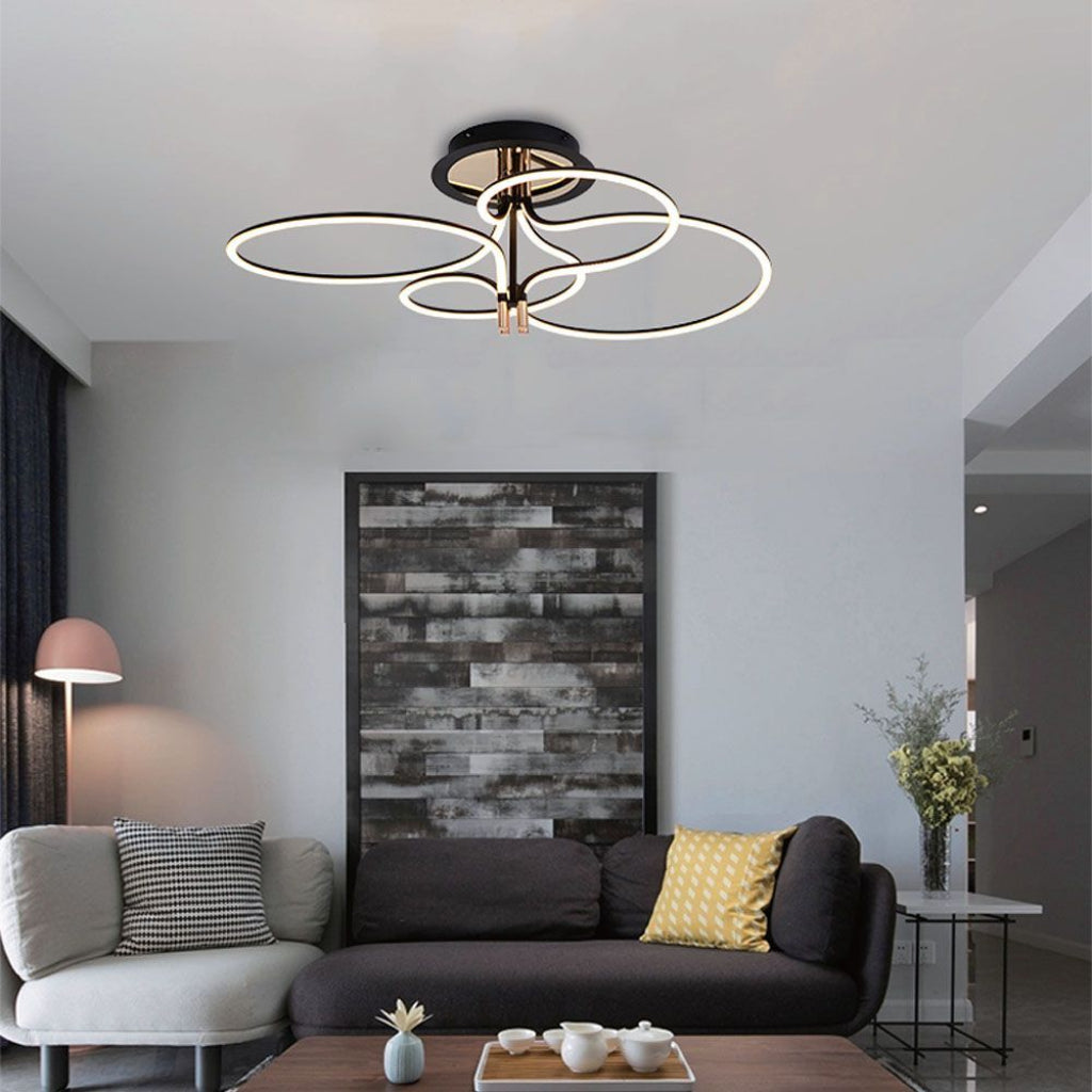 LED Deckenleuchte 36W schwarz und gold modern mit warmweißem Licht 3000K