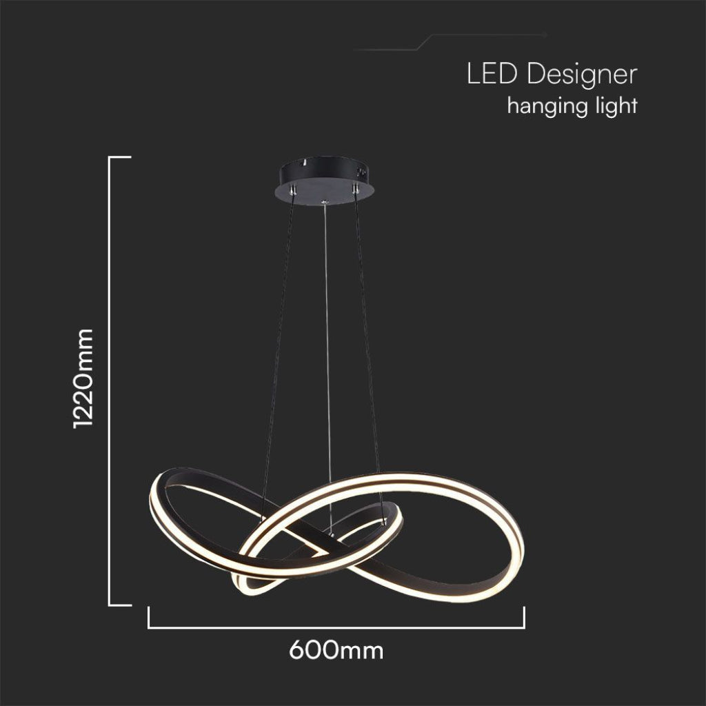 Moderne LED-Pendelleuchte 40W schwarz aus Metall mit CCT 3in1 Licht