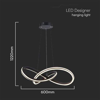 Moderne LED-Pendelleuchte 40W schwarz aus Metall mit CCT 3in1 Licht