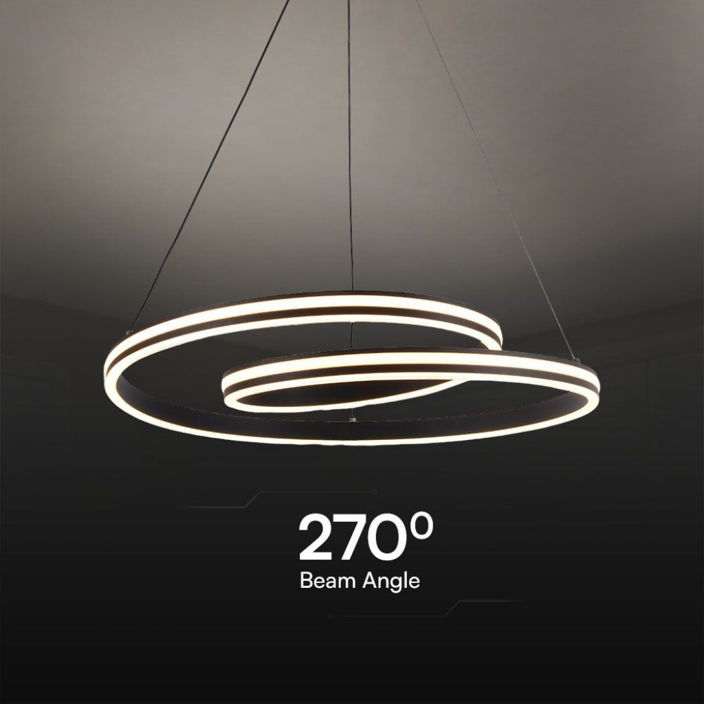 Lampadario LED moderno 40W nero in metallo con luce CCT 3in1 – H1160x600mm