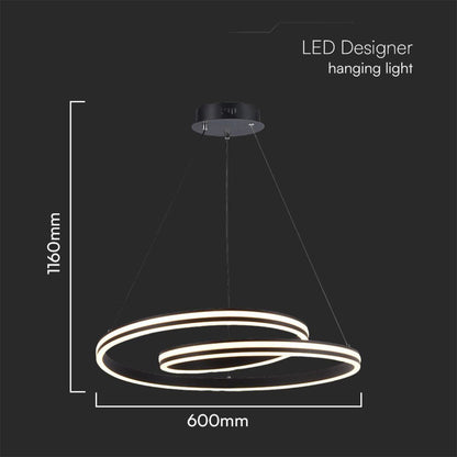 Lampadario LED moderno 40W nero in metallo con luce CCT 3in1 – H1160x600mm