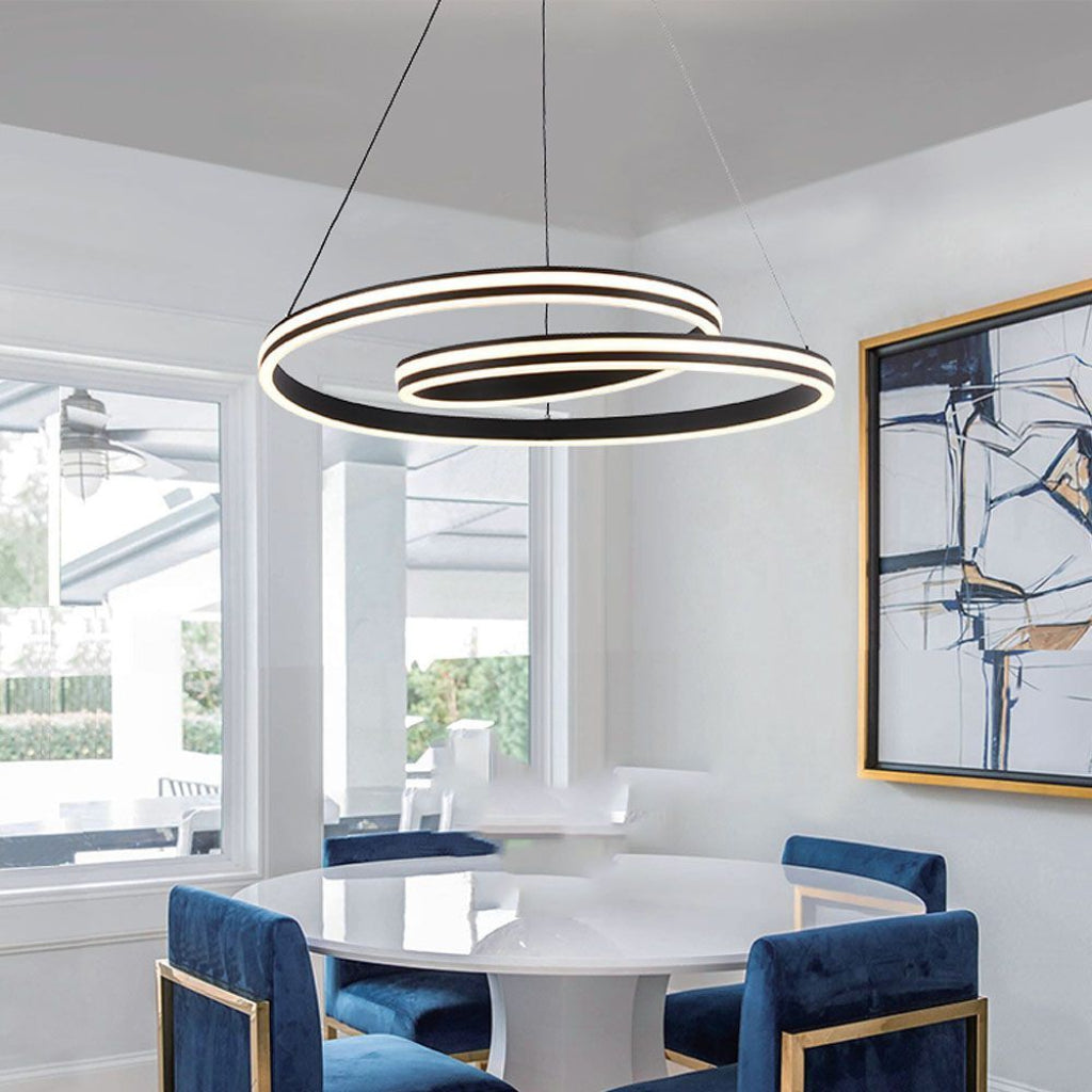 Lampadario LED moderno 40W nero in metallo con luce CCT 3in1 – H1160x600mm