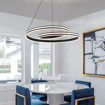 Lampadario LED moderno 40W nero in metallo con luce CCT 3in1 – H1160x600mm