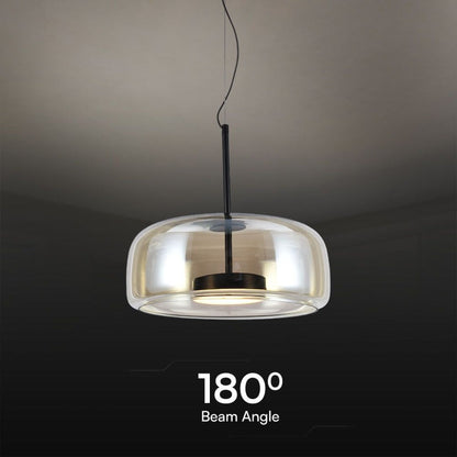 Lampada a Sospensione LED 6 W in Metallo e Vetro – Nero/ambra