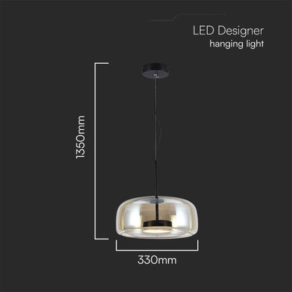Lampada a Sospensione LED 6 W in Metallo e Vetro – Nero/ambra