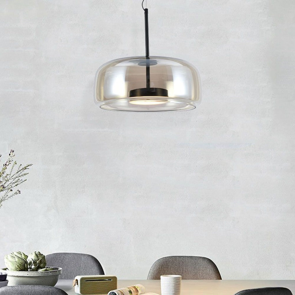 Lampada a Sospensione LED 6 W in Metallo e Vetro – Nero/ambra
