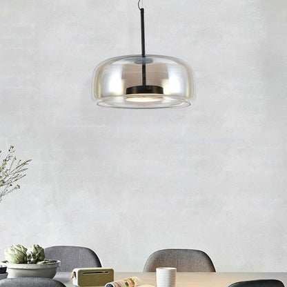 Lampada a Sospensione LED 6 W in Metallo e Vetro – Nero/ambra
