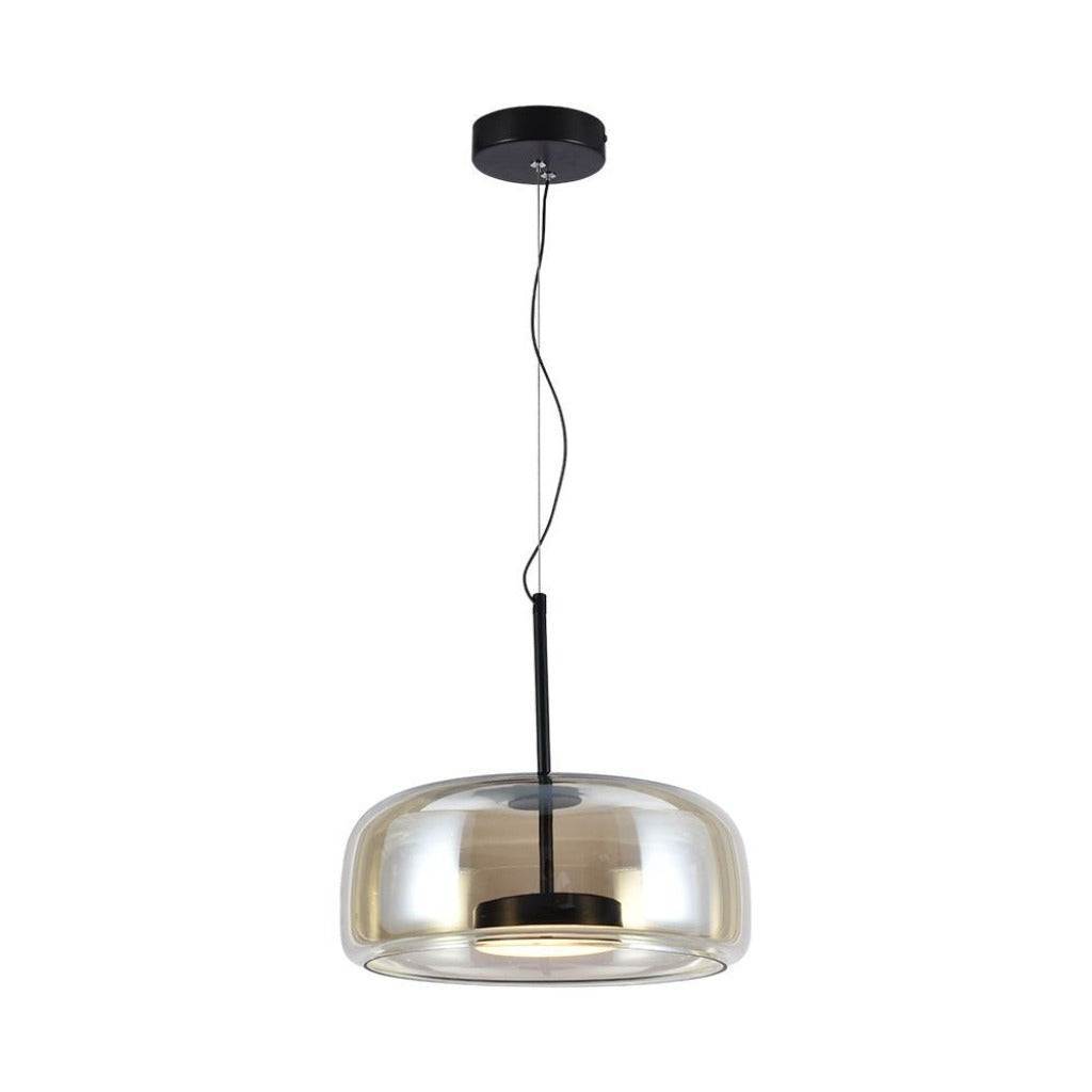 Lampada a Sospensione LED 6 W in Metallo e Vetro – Nero/ambra