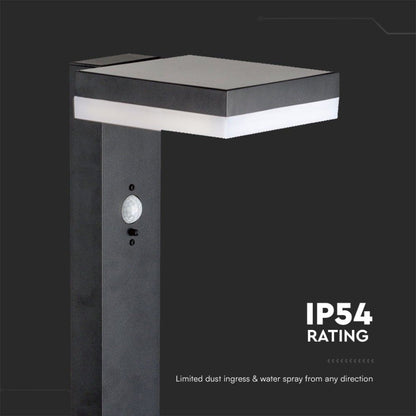 Piantana LED Solare Quadrata 5.5W con Sensore PIR 3000K IP54