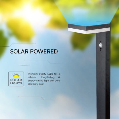 Piantana LED Solare Quadrata 5.5W con Sensore PIR 3000K IP54