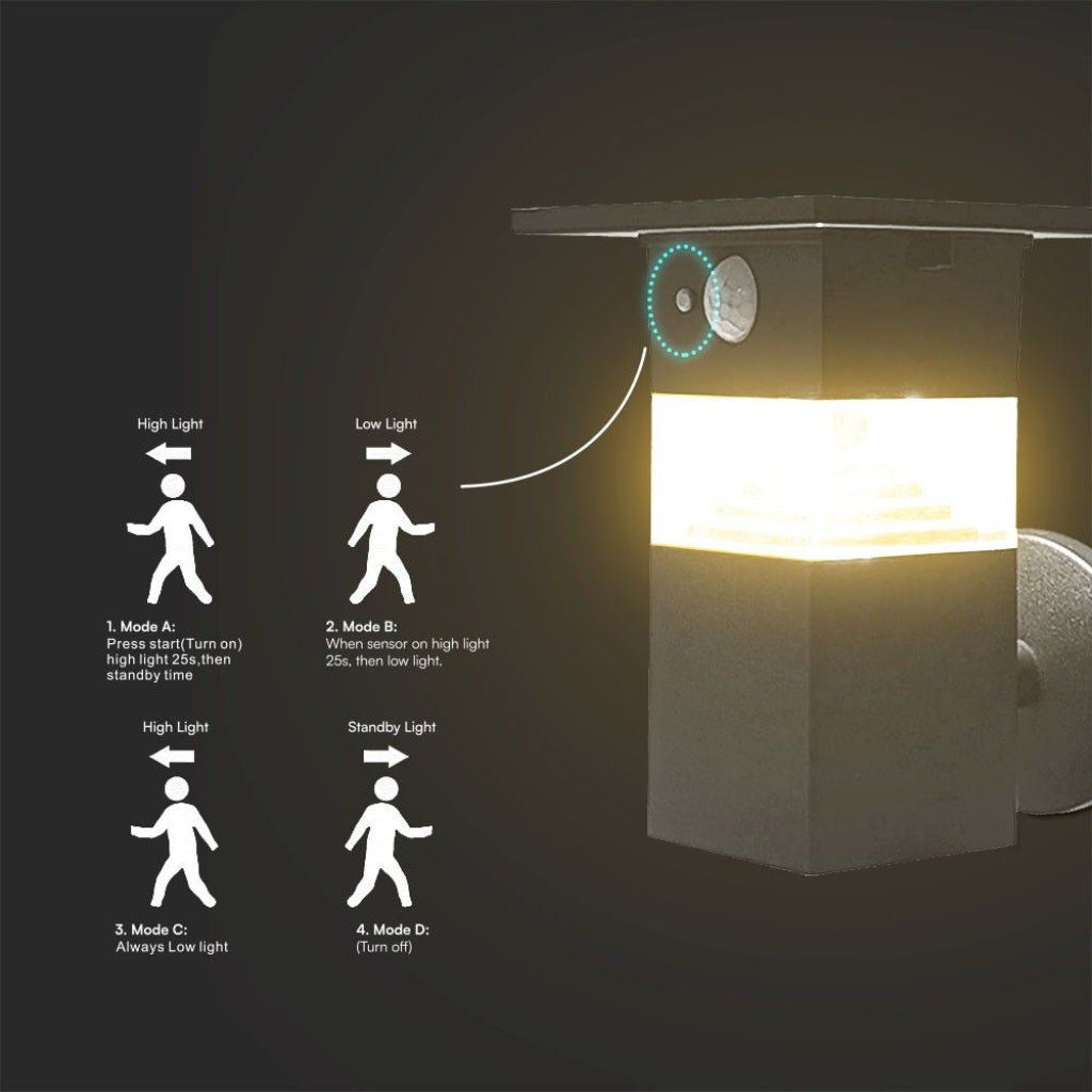 Lampada LED Solare da Giardino 3W con Sensore PIR 3000K IP54
