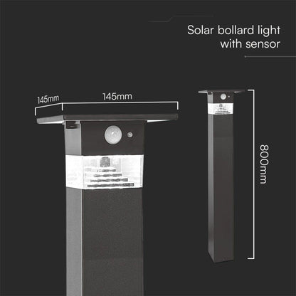 Solar-LED-Gartenstandleuchte 3W mit PIR-Sensor 3000K IP54