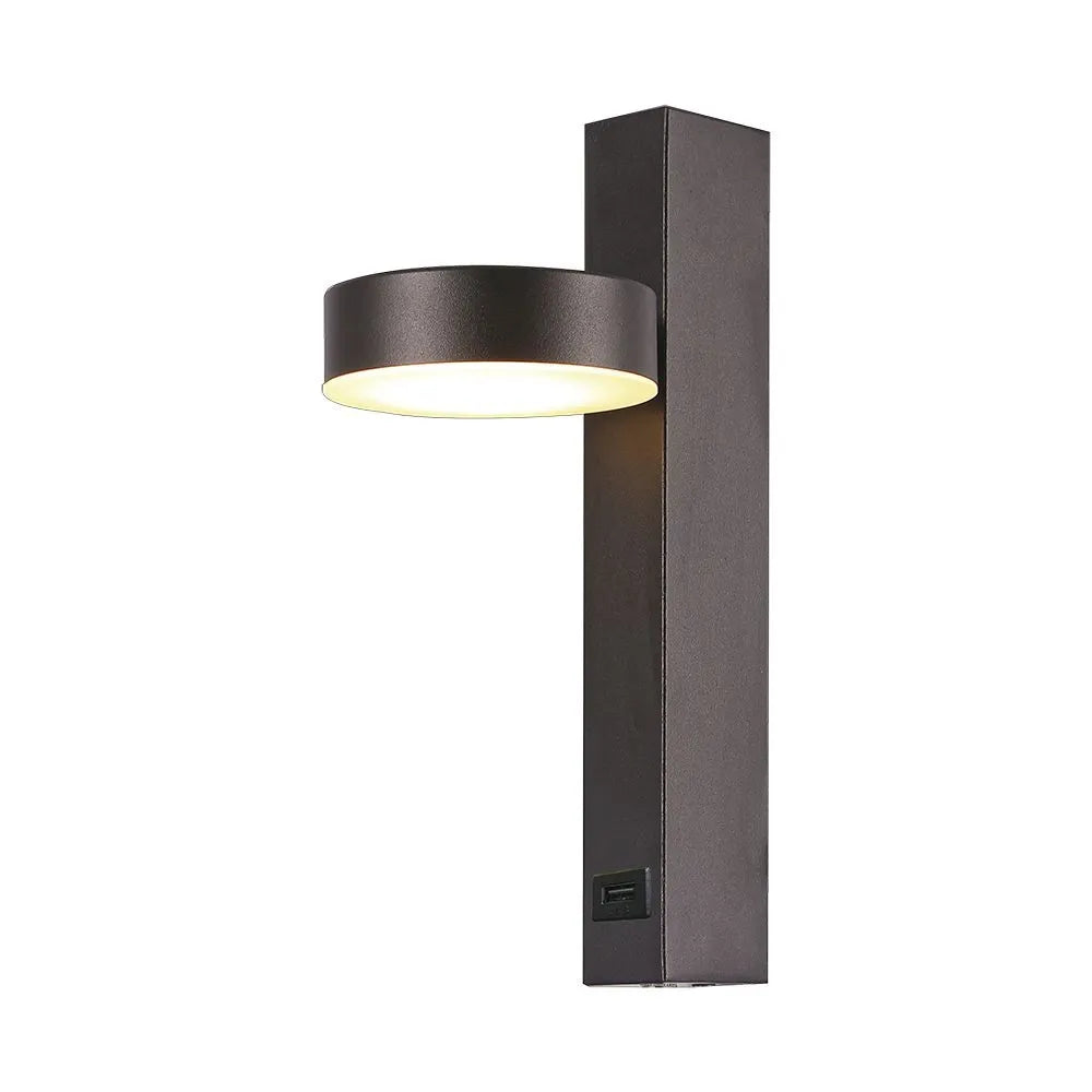 LED-Wandleuchte V-TAC 8 W USB 3000 K – Rundes Design Schwarz