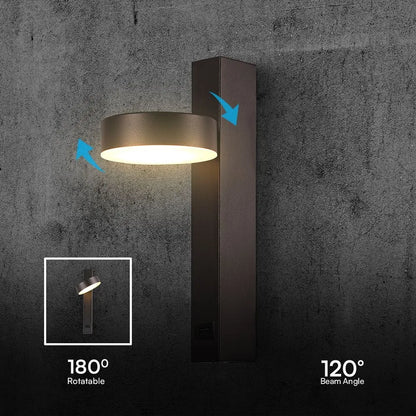 LED-Wandleuchte V-TAC 8 W USB 3000 K – Rundes Design Schwarz