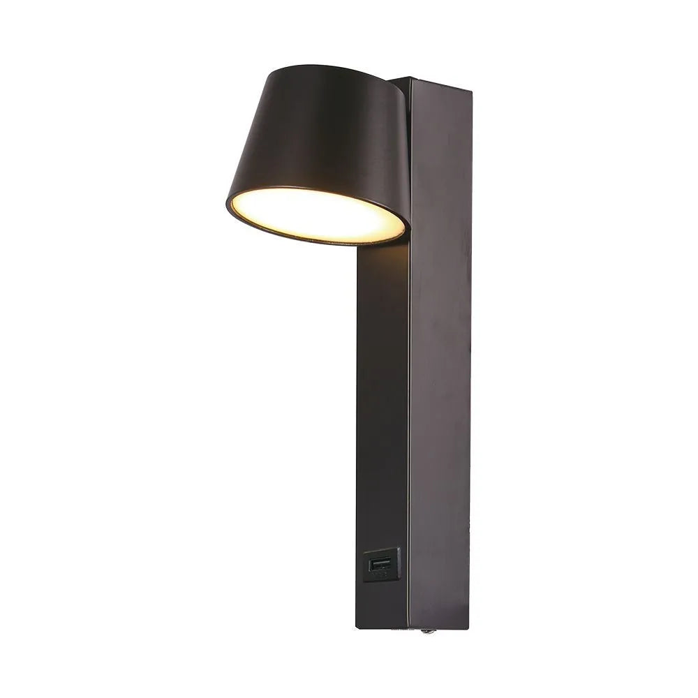 V-TAC LED-Wandleuchte 8 W USB 3000 K Dimmbar – Metall Schwarz