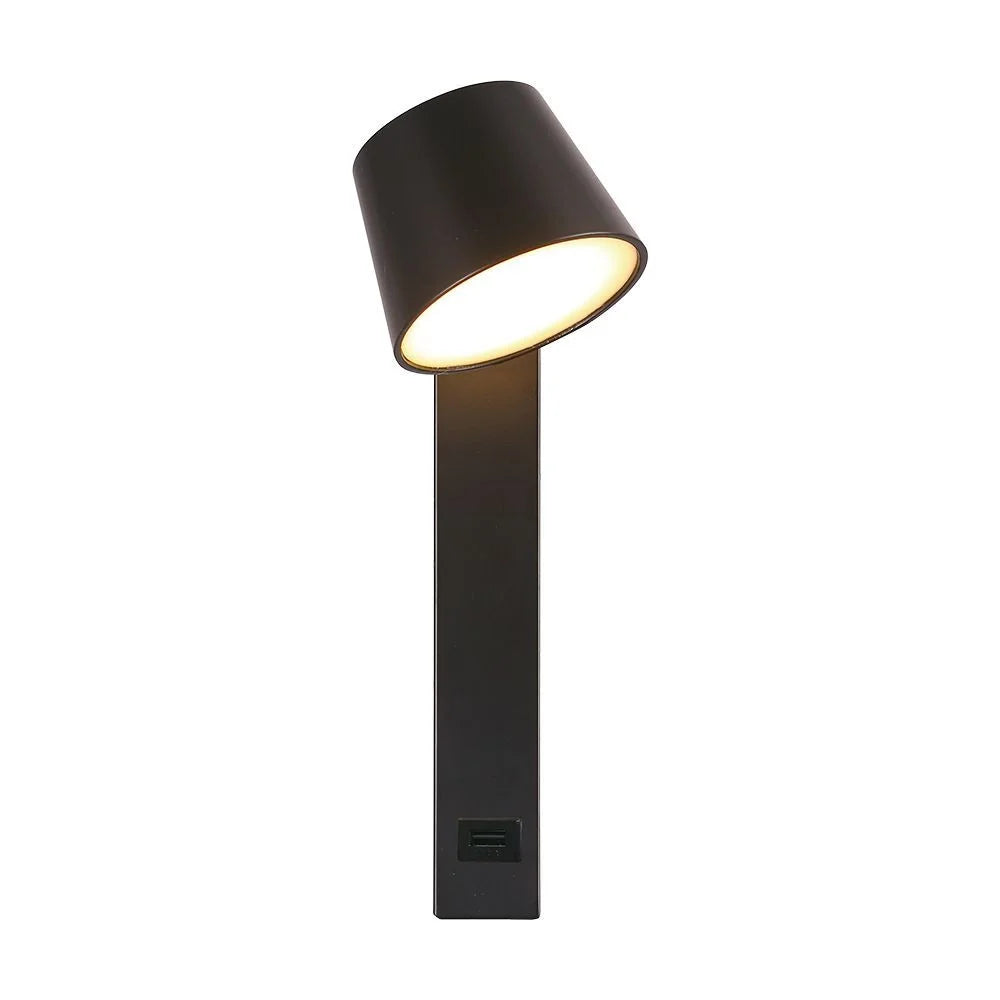 V-TAC LED-Wandleuchte 8 W USB 3000 K Dimmbar – Metall Schwarz