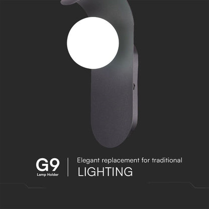 LED Wandleuchte mit G9-Fassung – Metall und schwarzes Glas