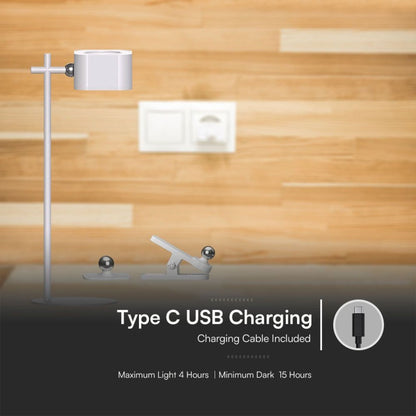Lampada LED da Tavolo Magnetica 3W Ricaricabile USB‑C Bianca