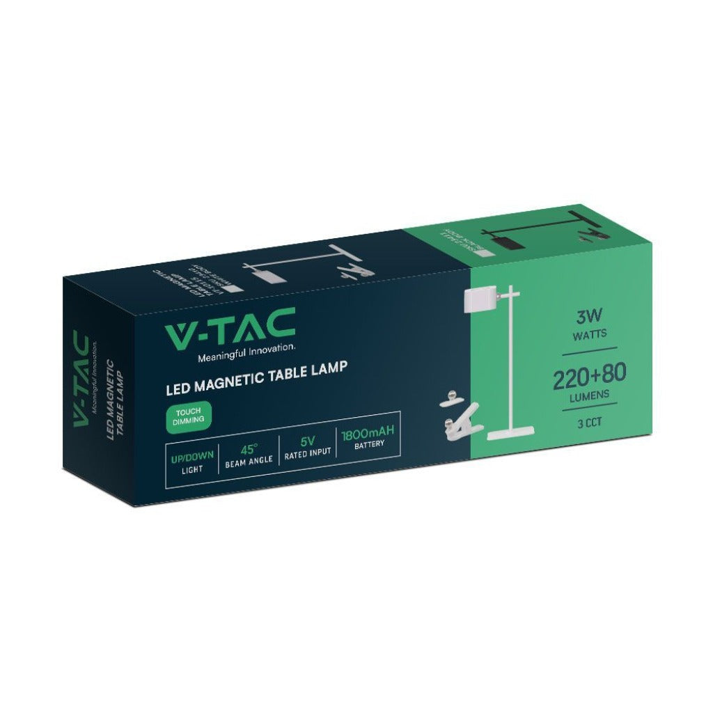 Lampada LED da Tavolo Magnetica 3W Ricaricabile USB‑C Bianca