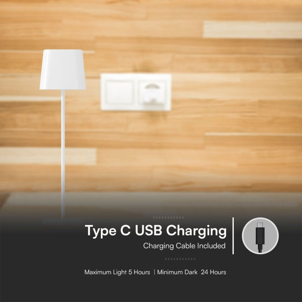 Lampada LED da Tavolo Magnetica 5W Ricaricabile USB‑C Bianca IP65