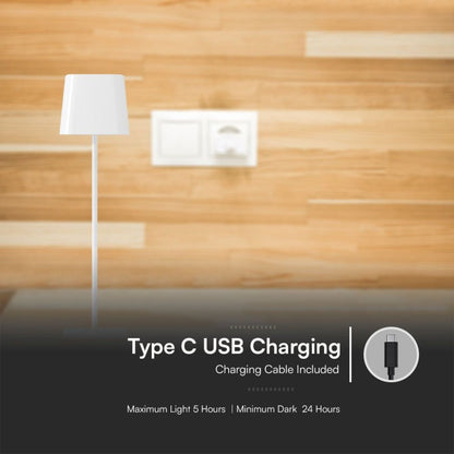Lampada LED da Tavolo Magnetica 5W Ricaricabile USB‑C Bianca IP65