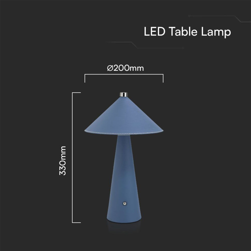 LED-Tischleuchte 3W Blau Wiederaufladbar Touch Dimmer 3in1