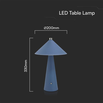LED-Tischleuchte 3W Blau Wiederaufladbar Touch Dimmer 3in1