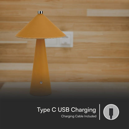 LED-Tischleuchte 3W Wiederaufladbar Touch USB‑C Gelb Leder