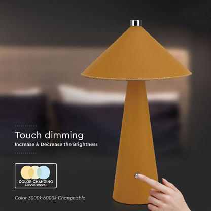 LED-Tischleuchte 3W Wiederaufladbar Touch USB‑C Gelb Leder