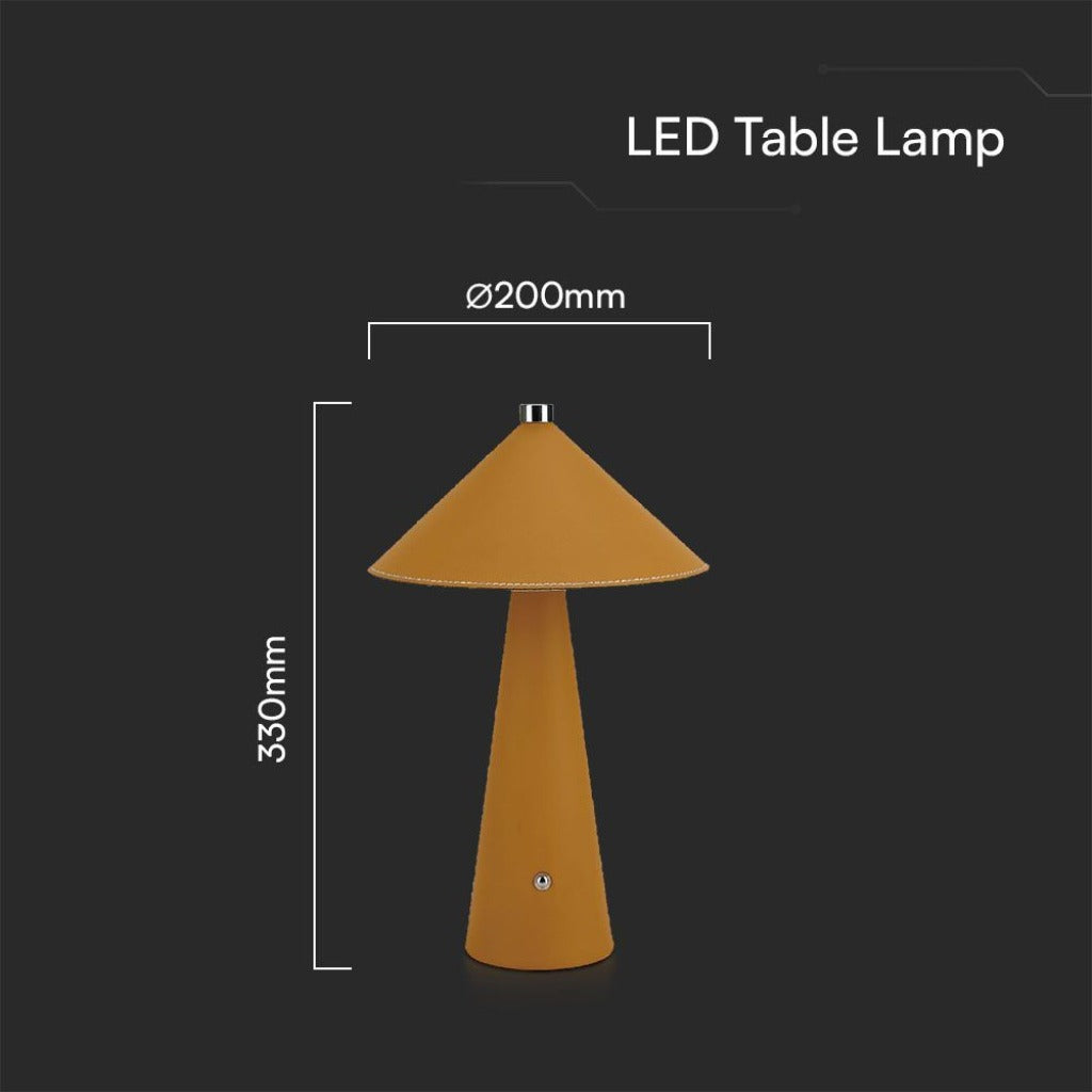 LED-Tischleuchte 3W Wiederaufladbar Touch USB‑C Gelb Leder