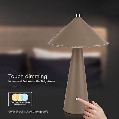 Lampada LED da Tavolo 3W Ricaricabile USB‑C Marrone Touch