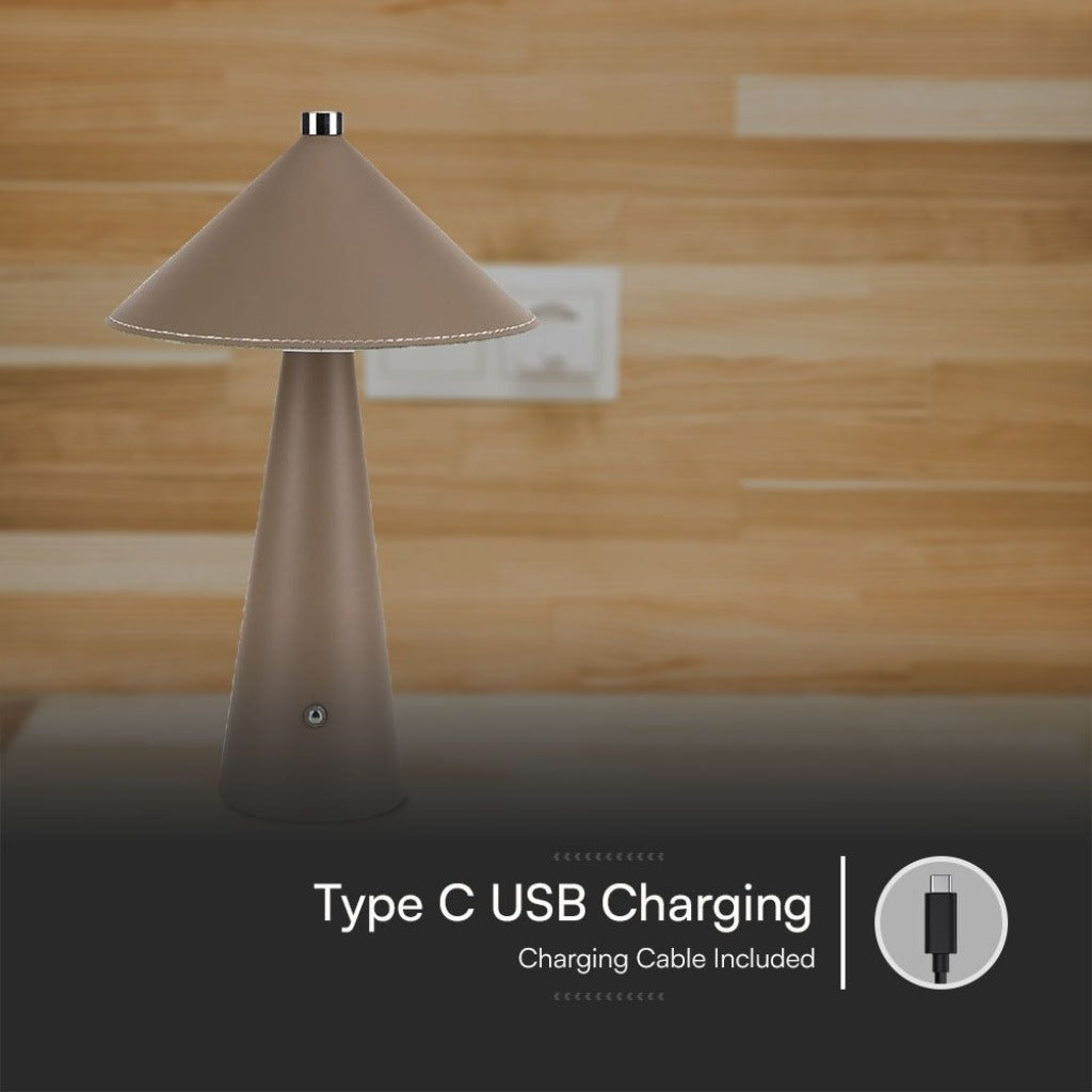 Lampada LED da Tavolo 3W Ricaricabile USB‑C Marrone Touch