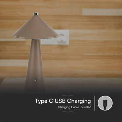 Lampada LED da Tavolo 3W Ricaricabile USB‑C Marrone Touch