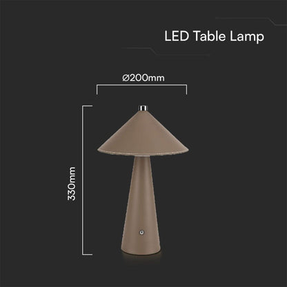 Lampada LED da Tavolo 3W Ricaricabile USB‑C Marrone Touch